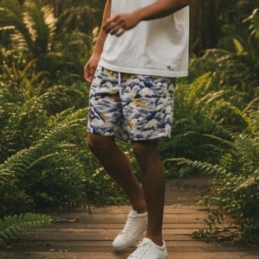 Lacoste Mens Greetings From France Graphic Print Swim Trunks Blue White Small - Picture 2 of 13